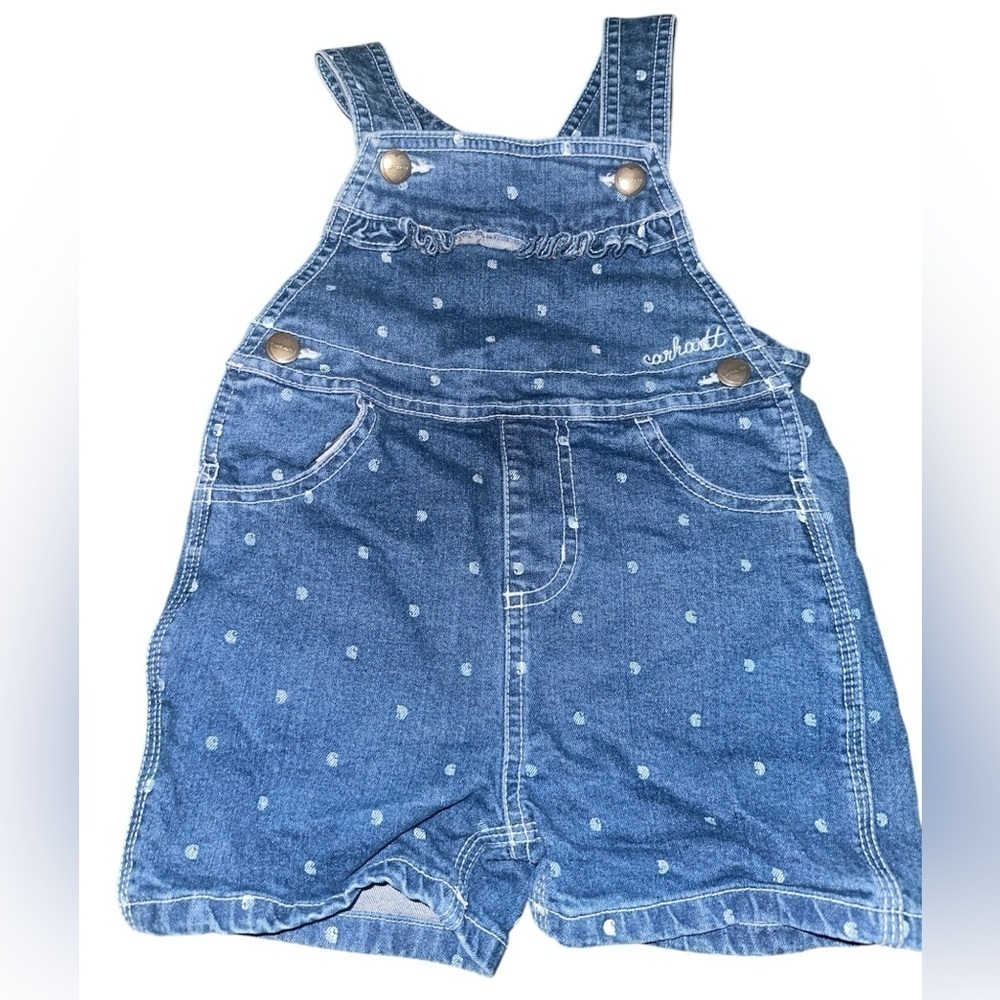 Carhartt toddler bibs overalls shorts polkadot 2T